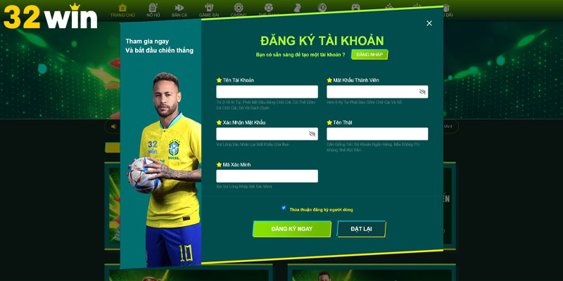 Các bước trong quá trình đăng ký 32win