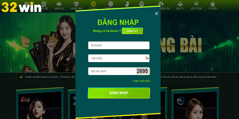 Hướng dẫn các thao tác đăng nhập 32win